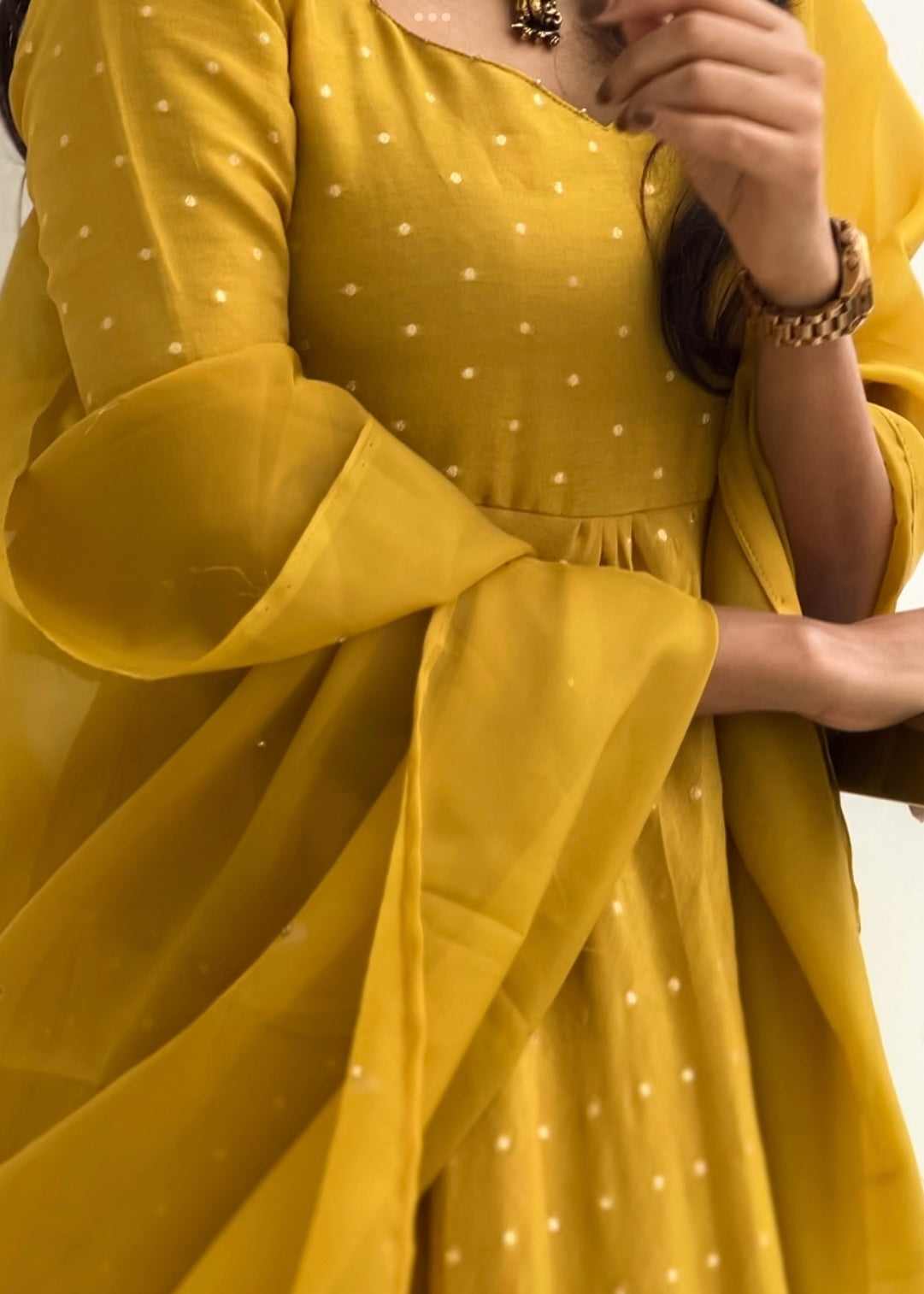 Mustard Dotted Anarkali